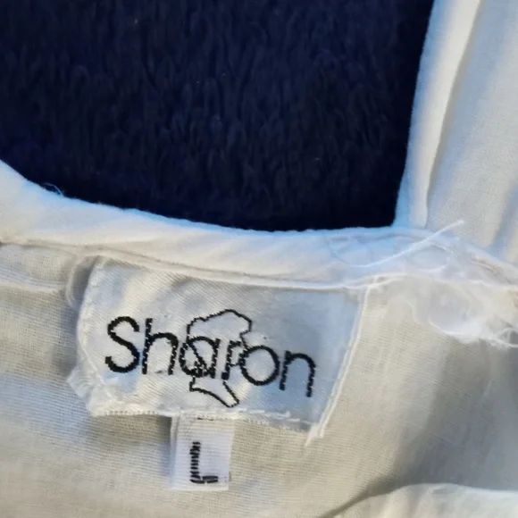 SHARON.  WHITE SUMMER COTTON DRESS   LINED    SIZE L - Picture 2 of 4